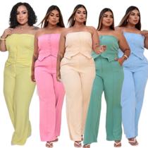 Conjunto Alfaiataria Plus Size Candy Color Moda Feminina