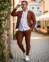 Conjunto Alfaiataria Premium Lisa Masculino Com Lycra Tradicional Bengaline