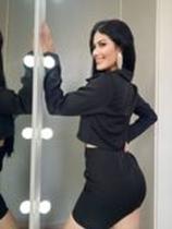 Conjunto alfaiataria saia e cropped com manga luxo M