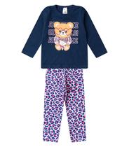 Conjunto Algodão Menina Blusa Longa E Calça Select Azul