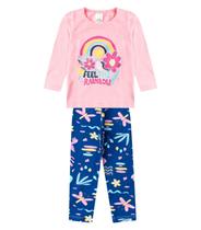 Conjunto Algodão Menina Blusa Longa E Calça Select Rosa