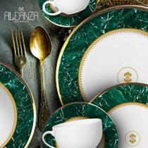 Conjunto Alleanza de 6 Pratos Sobremesa Marble Verde - LHD LOUÇAS