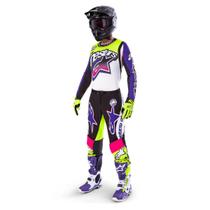 Conjunto alpinestars supertech dirt studios branco/roxo