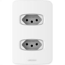 Conjunto Alumbra Gracia 4X2 Branco Com Placa 2 Tomadas 10A 85335