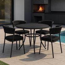 Conjunto Alumínio 4 Cadeiras Monaco Trico com Mesa Ripada Malta