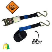 Conjunto Amarração Cargas 800Kg 3M Cinta 25Mm Gancho S