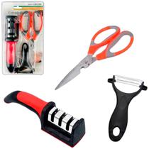 Conjunto Amolador Afiador Profissional Tesoura Facas Cozinha