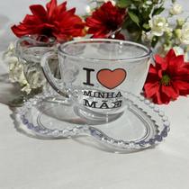 Conjunto Amor EU AMO MINHA MÃE Com 4 Xícaras 180ml + 1 Lindo Ursinho Especial