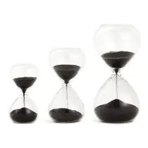 Conjunto Ampulhetas Decorativa Em Vidro Areia Preta Mart 18739