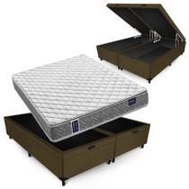 Conjunto Amx FOAM Espuma D33 Americanflex Double Face Box Baú Max Ultra Suede Marrom Queen Size 158x198x66cm Conjunto Amx FOAM Espuma D33 Americanflex Double Face Box Baú Max Ultra Suede Marrom Queen Size 158x198x66cm