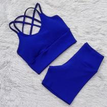 Conjunto Ana Ruga Texturizado Para Academia Feminino Short Cós Alto Top com Bojo