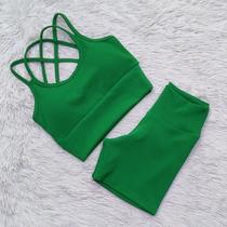 Conjunto Ana Ruga Texturizado Para Academia Feminino Short Cós Alto Top com Bojo Conjunto Ana Ruga Texturizado Para Academia Feminino Short Cós Alto Top com Bojo