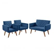 Conjunto Anabelle 2 Poltronas De 1 Lugar 1 Poltrona 2 Lugares Braço Unidecor Azul Bic Conjunto Anabelle 2 Poltronas De 1 Lugar 1 Poltrona 2 Lugares Braço Unidecor Azul Bic