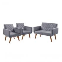 Conjunto Anabelle 2 Poltronas De 1 Lugar 1 Poltrona 2 Lugares Braço Unidecor Cinza Conjunto Anabelle 2 Poltronas De 1 Lugar 1 Poltrona 2 Lugares Braço Unidecor Cinza