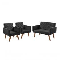 Conjunto Anabelle 2 Poltronas De 1 Lugar 1 Poltrona 2 Lugares Braço Unidecor Preto Conjunto Anabelle 2 Poltronas De 1 Lugar 1 Poltrona 2 Lugares Braço Unidecor Preto