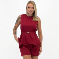 Conjunto Analiss Shine Alfaiataria Blusa Regata com Shorts e Cinto Feminino