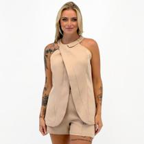 Conjunto Analiss Shine Alfaiataria Blusa Regata e Shorts Feminino
