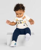 Conjunto Animais Bebê Menino Safari Bichos Body Cotton e Calça Saruel cPunho Bebê Menino - Brandili