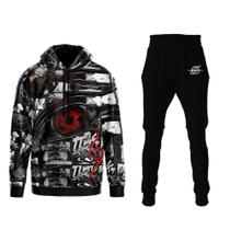 Conjunto Anime Bolso Moletom Kakashi Naruto Capuz Forrado Blusa + Calça Top Full Conjunto Anime Bolso Moletom Kakashi Naruto Capuz Forrado Blusa + Calça Top Full