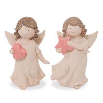 Conjunto Anjos De Resina Pequeno 10cm Coração Estrela Conjunto Anjos De Resina Pequeno 10cm Coração Estrela