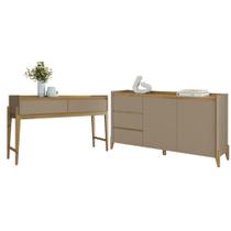 Conjunto Aparador Buffet Para Sala 3 Gavetas Cadiz Hannover Fendi + Aparador Para Sala 2 Gavetas Cadiz Hannover Fendi