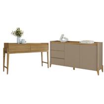 Conjunto Aparador Buffet Para Sala 3 Gavetas Cadiz Hannover Fendi + Aparador Para Sala 2 Gavetas Cadiz Hannover