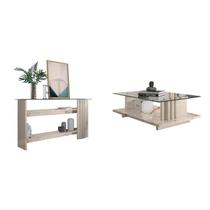 Conjunto Aparador e Mesa de Centro Frizz Branco Calacata/Off White