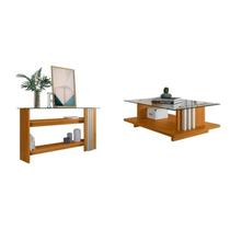 Conjunto Aparador e Mesa de Centro Frizz Marrom Cinamomo/Off White