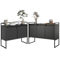 Conjunto Aparador Industrial 2 e 3 portas Preto