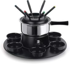 Conjunto Aparelho De Fondue 18pçs Aço Inox Giratório Cinza