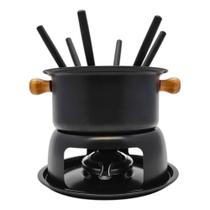 Conjunto Aparelho De Fondue Para 6 Pessoas Com Garfos 11 Peças - Preta