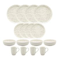 Conjunto Aparelho De Jantar Completo 16 Peças Cerâmica Porcelana Oxford Flat Chuvisco