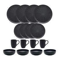 Conjunto Aparelho De Jantar Completo 16 Peças Cerâmica Porcelana Oxford Flat Onix Preto Conjunto Aparelho De Jantar Completo 16 Peças Cerâmica Porcelana Oxford Flat Onix Preto