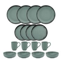 Conjunto Aparelho De Jantar Completo 16 Peças Cerâmica Porcelana Oxford Flat Pacífico