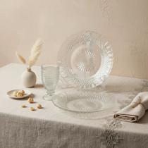 Conjunto Aparelho de Jantar Completo: 6 Pratos Rasos e 6 Taças Modernas para Mesa Conjunto Aparelho de Jantar Completo: 6 Pratos Rasos e 6 Taças Modernas para Mesa