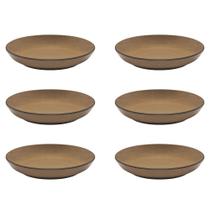 Conjunto Aparelho De Jantar Oxford 06 Pratos Fundos 20,5cm Cerâmica Ocre