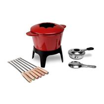 Conjunto Aparelho Para Fondue em Ferro Fundido - Vermelho - Brinox