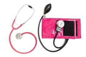 Conjunto Aparelho Pressão Adulto Nylon Fecho de Contato + Estetoscópio Unisson Rosa - P.A.MED