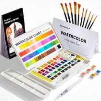 Conjunto Aquarela Profissional 24 Cores Vivas Portátil e Duradouro para Artistas Estudantes