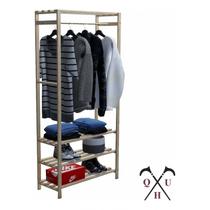 Conjunto Arara Multiuso Nova Reforçada De Qualidade e Aparador 3 Prateleiras Expositor 60x50cm Para Objetos 100% Pinus