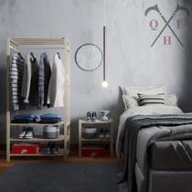 Conjunto Arara Organizar 4 Tábuas Cabideiro 170cm Envio Rápido e Aparador Sem Portas Expositor Exclusivo Para Sala 100% Pinus 60x50