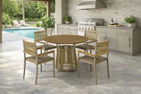 Conjunto Área Gourmet redondo 4 Cadeiras Trama Solare bege Conjunto Área Gourmet redondo 4 Cadeiras Trama Solare bege