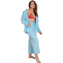 Conjunto Areia Branca Calça e Camisa Baly Azul Conjunto Areia Branca Calça e Camisa Baly Azul