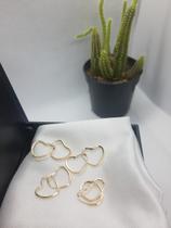 Conjunto Argola Coração Pequeno Segundo Furo Ouro 18K