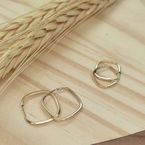 Conjunto Argolinhas Quadradas Ouro 18K