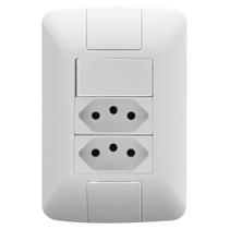 Conjunto Aria com 1 Interruptor Simples 6 A + 2 Tomadas 2P+T 10A Tramontina