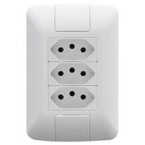 Conjunto Aria Placa 4x2 com 3 Tomadas 2P+T 10A 250V Branca Tramontina