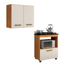 Conjunto Armário Aéreo 2 Portas e Balcão para Cooktop 5 Bocas 1 Porta Basculante