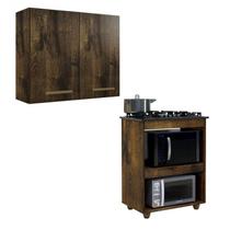 Conjunto Armário Aéreo 2 Portas e Balcão para Cooktop 5 Bocas