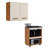 Conjunto Armário Aéreo de Cozinha 2 Portas e Balcão para Cooktop 5 Bocas para Forno